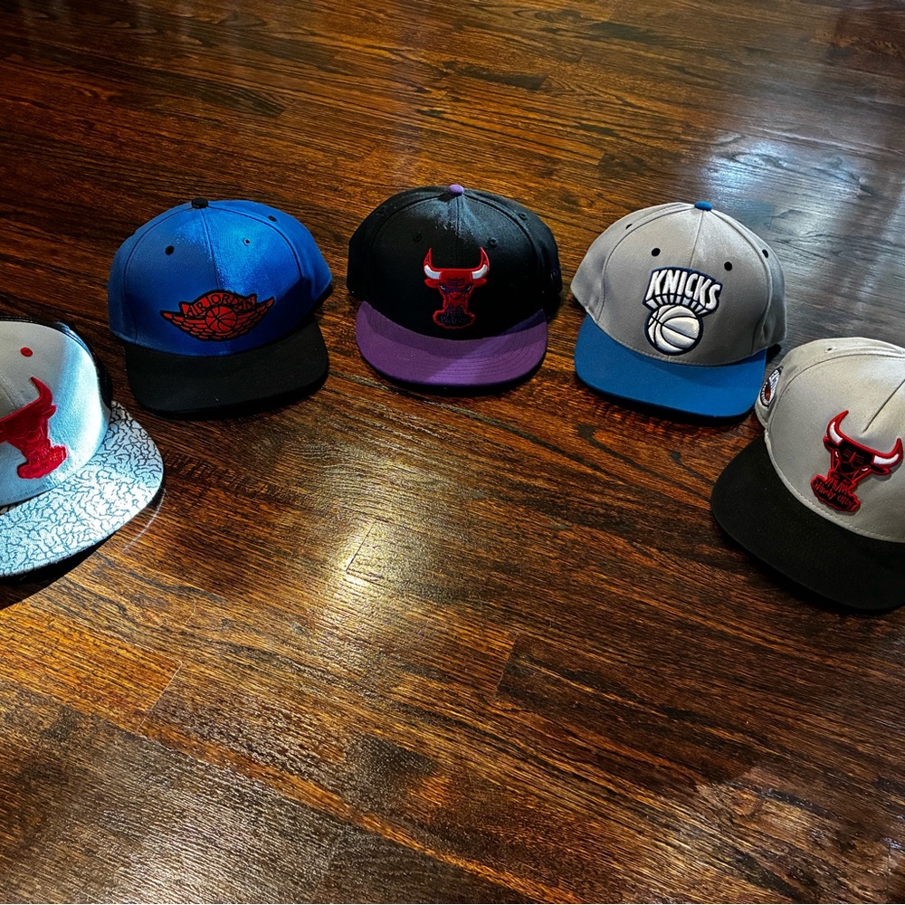 Chicago Bulls and New York Knicks Snapback Hats, as a bundle or individual